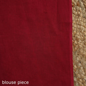 Red - mul cotton hand batik saree 02 - handcrafted