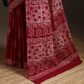 Mul cotton hand batik saree 06 - handcrafted