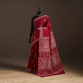 Mul cotton hand batik saree 06 - handcrafted