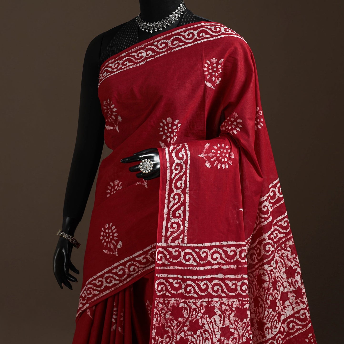 Mul cotton hand batik saree 06 - handcrafted