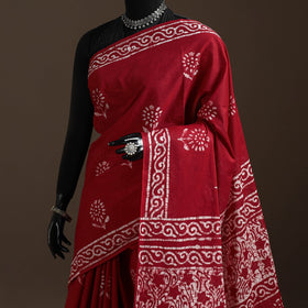 Mul cotton hand batik saree 06 - handcrafted