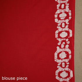 Red - mul cotton hand batik saree 22 - handcrafted