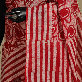 Red - mul cotton hand batik saree 24 - handcrafted