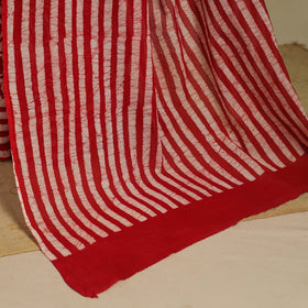 Red - mul cotton hand batik saree 24 - handcrafted