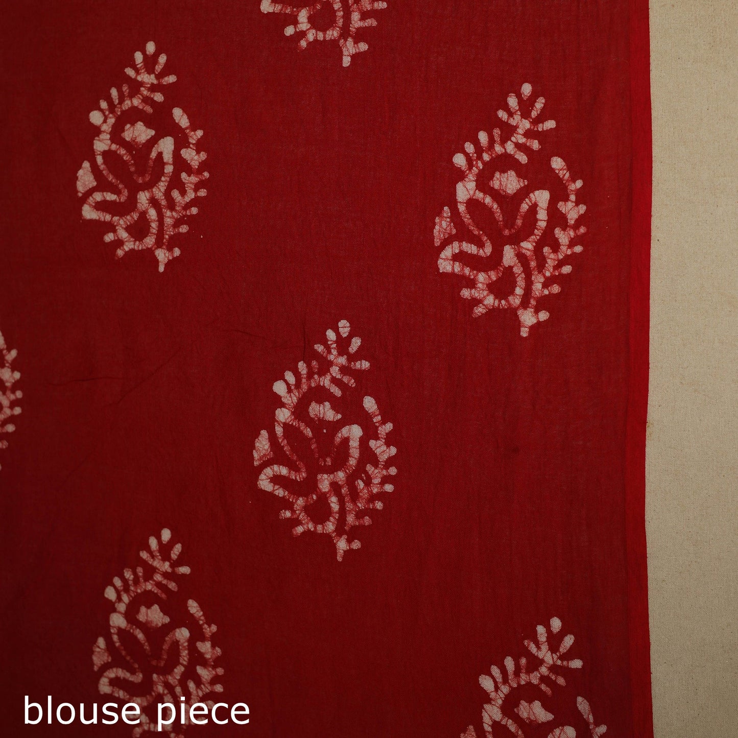 Red - mul cotton hand batik saree 24 - handcrafted