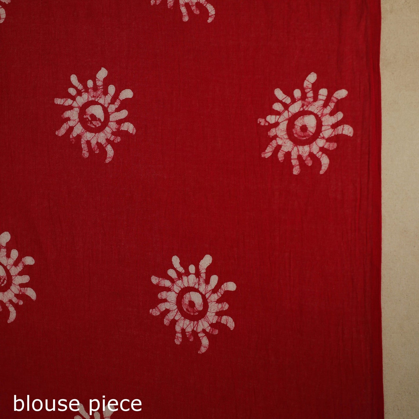 Red - mul cotton hand batik saree 37 - handcrafted