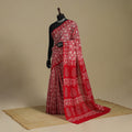 Red - mul cotton hand batik saree 37 - handcrafted