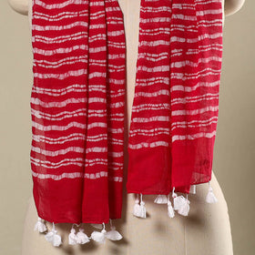 Buy Red Mul Cotton Hand Batik Print Stole with Tassels