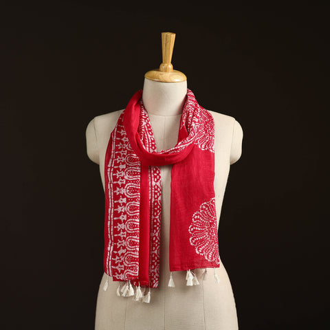 Mul cotton kutch hand batik stole with tassels 34