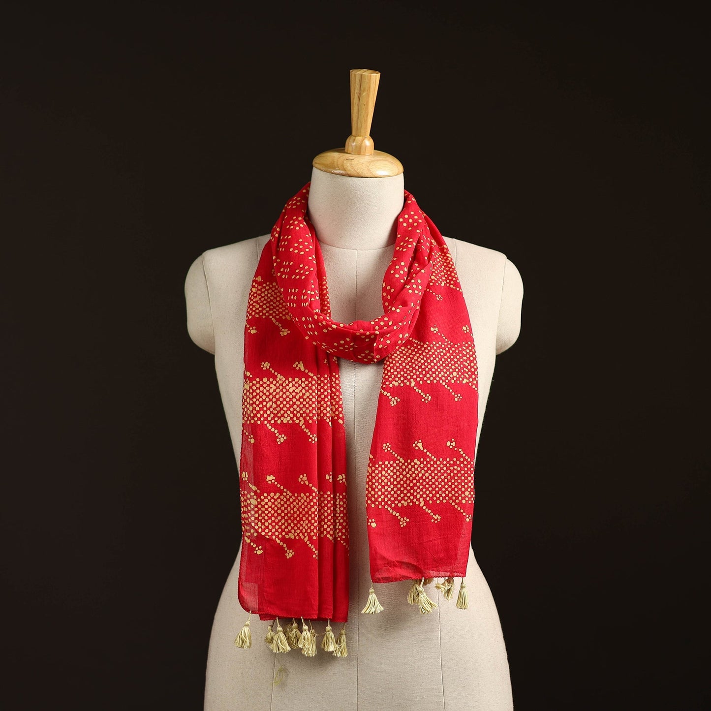 Mul cotton kutch hand batik stole with tassels 22