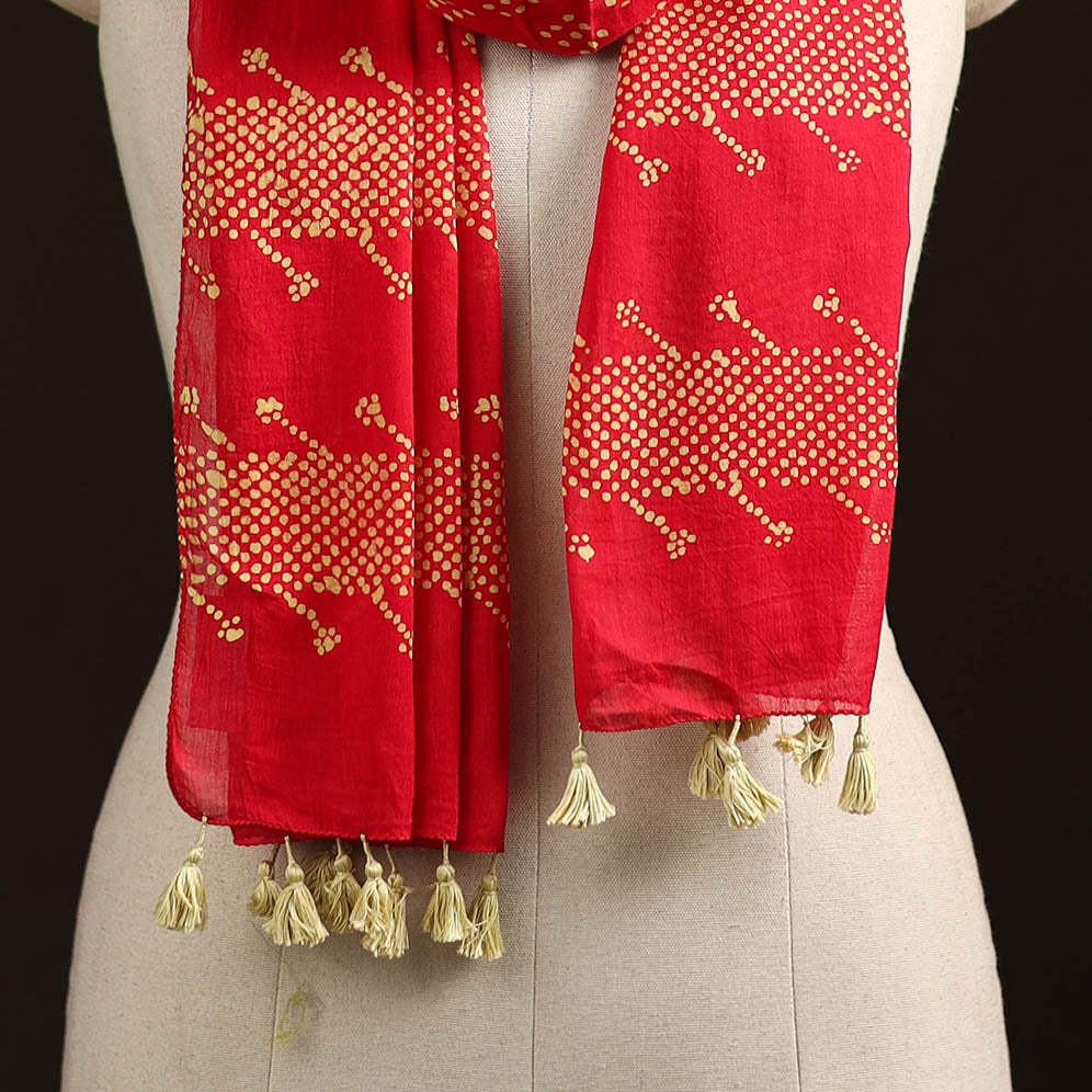 Mul cotton kutch hand batik stole with tassels 22