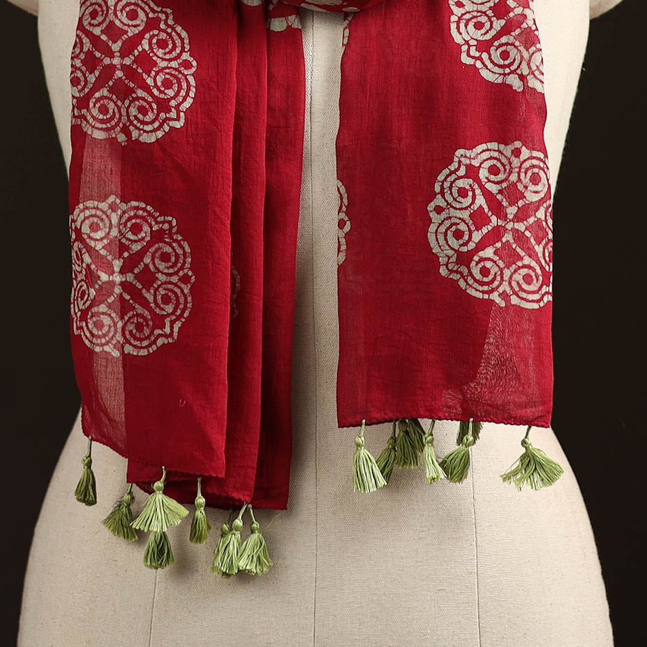 Mul cotton kutch hand batik stole with tassels 23