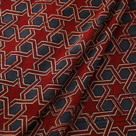 Red Block Print Mul Cotton Natural Dyed Ajrakh Fabric