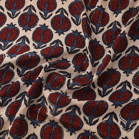Red Block Print Mul Cotton Natural Dyed Ajrakh Fabric