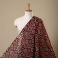 Red Block Print Mul Cotton Natural Dyed Ajrakh Fabric