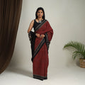 Red - Mul Cotton Block Print Ajrakh Saree 01