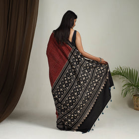  Red Mul Cotton Block Print Ajrakh Saree