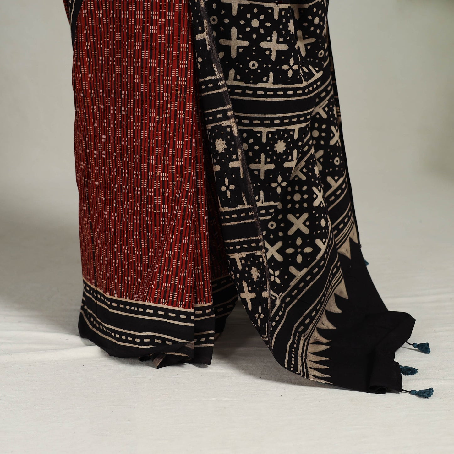  Red Mul Cotton Block Print Ajrakh Saree