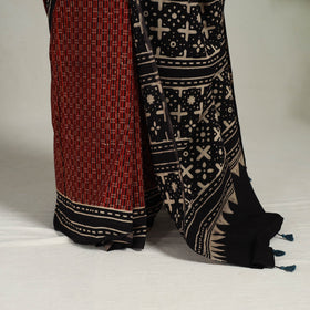 Red Mul Cotton Block Print Ajrakh Saree