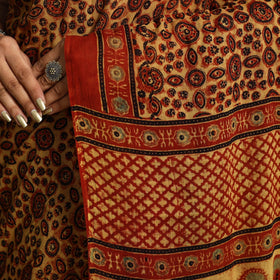  Red Mul Cotton Block Print  Ajrakh Saree