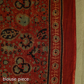  Red Mul Cotton Block Print  Ajrakh Saree