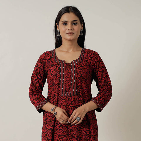  Block Print Mul Cotton Straight Bagh Kurta For Women