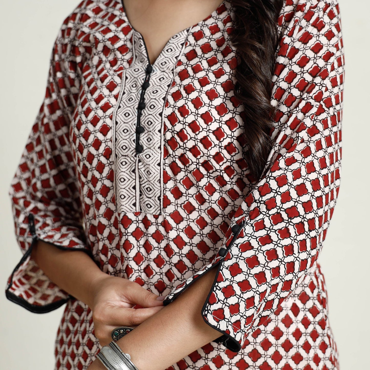 Buy Block Print Mul Cotton Straight Bagh Kurta For Women