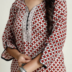 Buy Block Print Mul Cotton Straight Bagh Kurta For Women