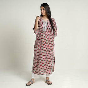 Buy Block Print Mul Cotton Straight Bagh Kurta For Women