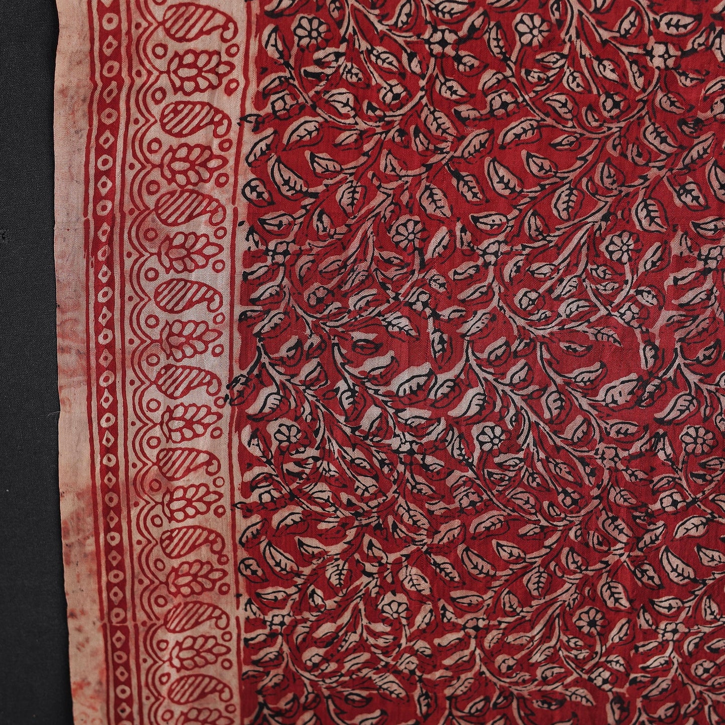 Red Mulberry Silk Bagh Print Fabric