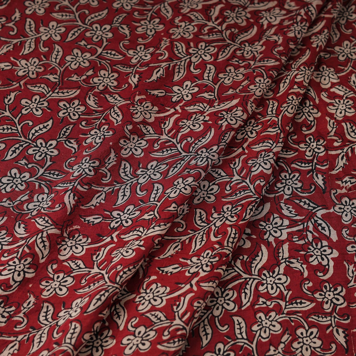  Red Mulberry Silk Bagh Print Fabric