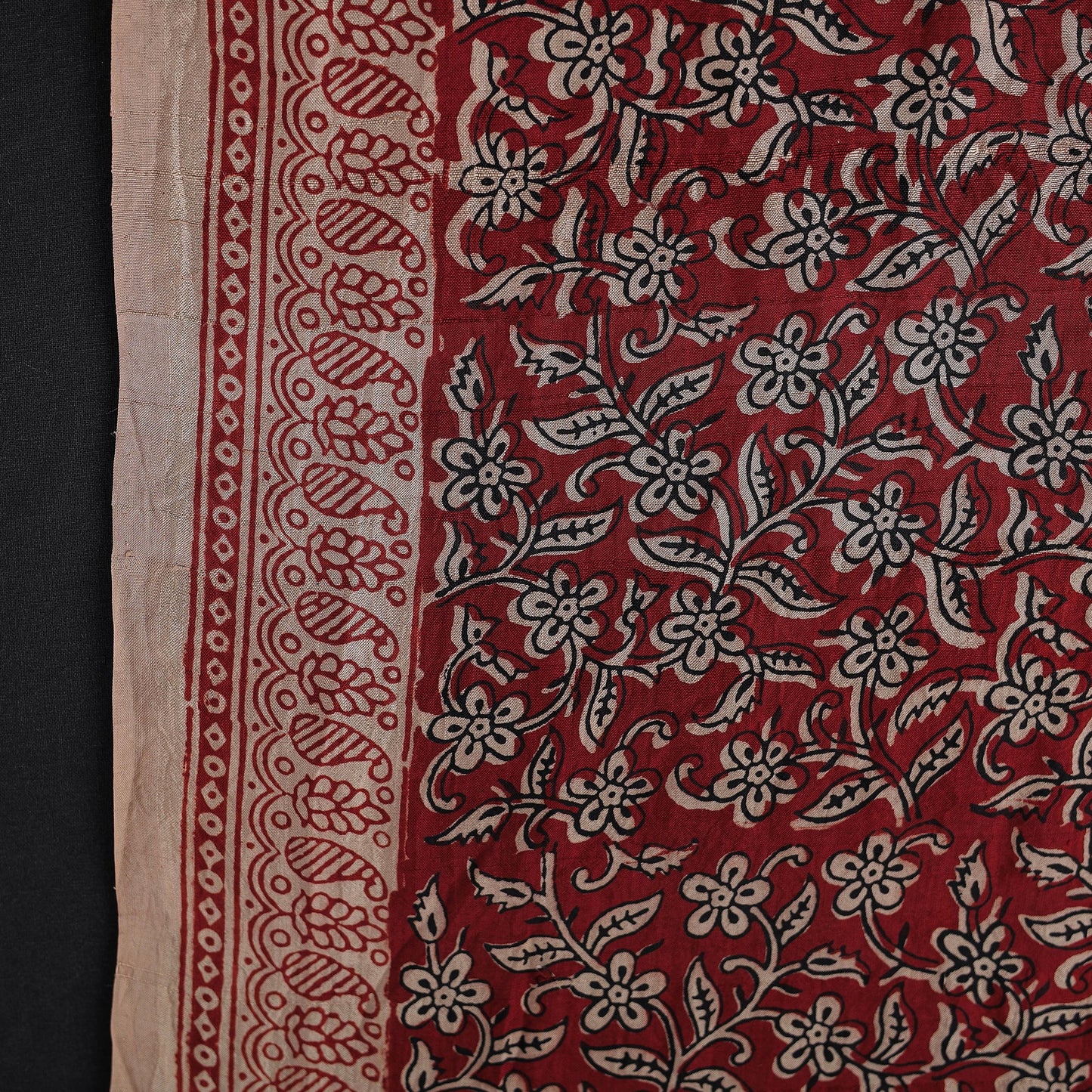  Red Mulberry Silk Bagh Print Fabric