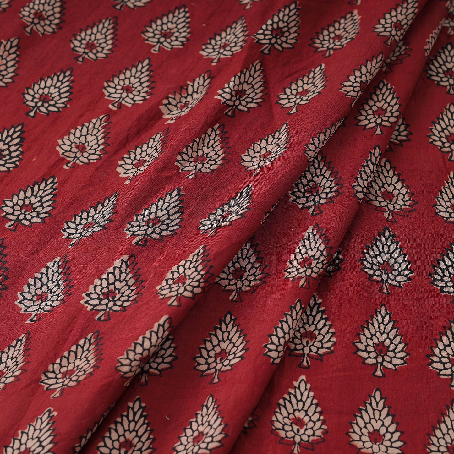  Mulberry Silk Bagh Print Red Fabric