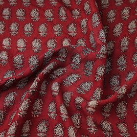  Red Mulberry Silk Bagh Print Fabric