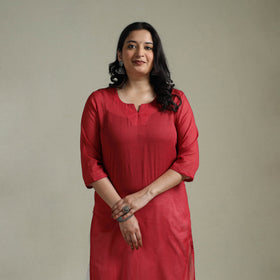 Mulmalai cotton plain dyed straight kurta 05 - handcrafted