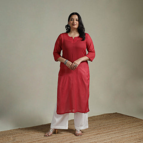 Mulmalai cotton plain dyed straight kurta 05 - handcrafted