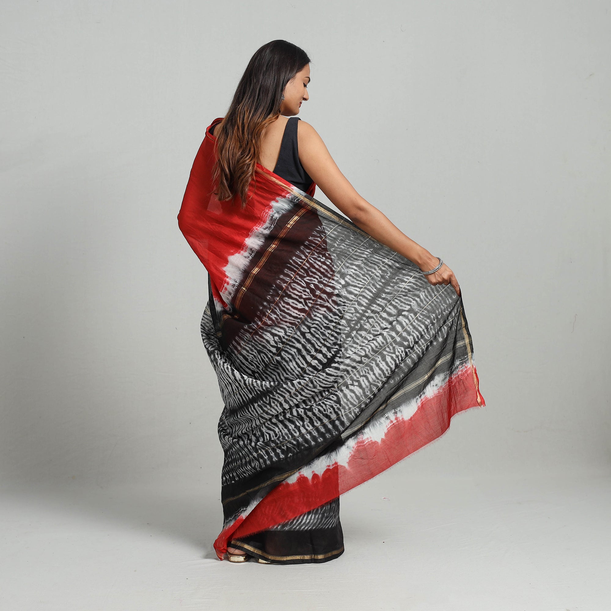 Multicolor Elegant Tie & Dye Shibori Silk Saree 