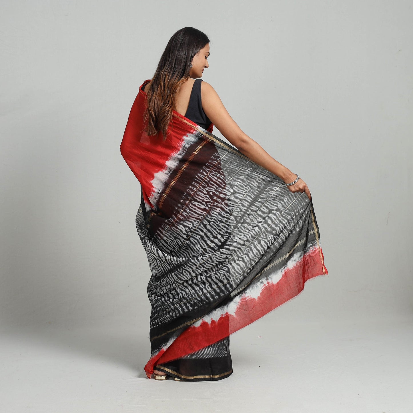 Multicolor Elegant Tie & Dye Shibori Silk Saree 