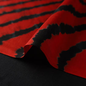 Red - multicolour leheriya tie-dye chanderi silk fabric 06