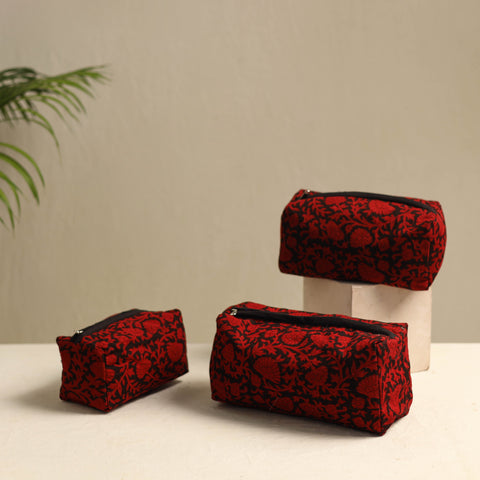  Red Multipurpose Handmade Toiletry Bags (Set of 3)