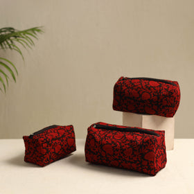  Red Multipurpose Handmade Toiletry Bags (Set of 3)