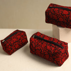  Red Multipurpose Handmade Toiletry Bags (Set of 3)