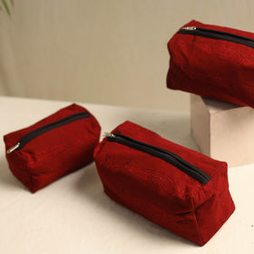  Red Multipurpose Handmade Toiletry Bags (Set of 3)