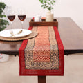 Red Natural Bamboo Bagh Block Printed Dining Table Runner