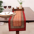Red Natural Bamboo Bagh Block Printed Dining Table Runner