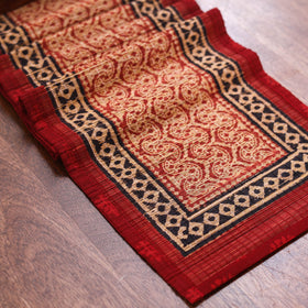 Red Natural Bamboo Bagh Block Printed Dining Table Runner