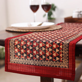 Red Natural Bamboo Bagh Block Printed Dining Table Runner