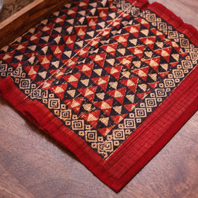 Red Natural Bamboo Bagh Block Printed Dining Table Runner