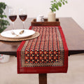 Red Natural Bamboo Bagh Block Printed Dining Table Runner