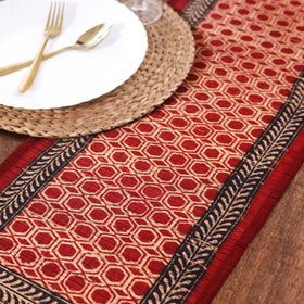Red Natural Bamboo Bagh Block Printed Dining Table Runner